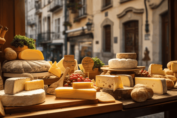 A big selection of cheeses in Porto.