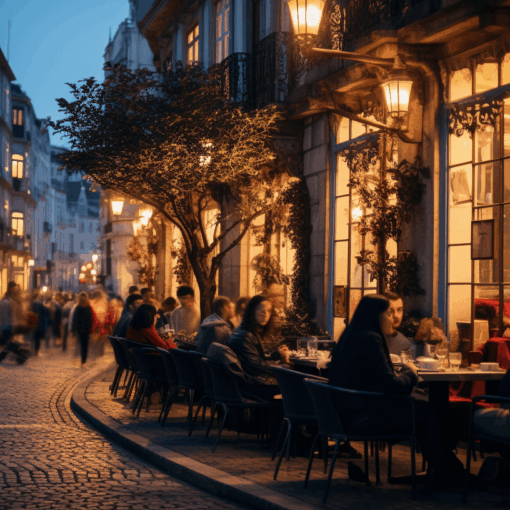 Night out in porto where people eat and drink
