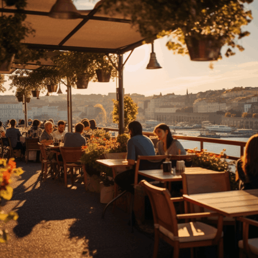 Outdoor restaurant in Porto.