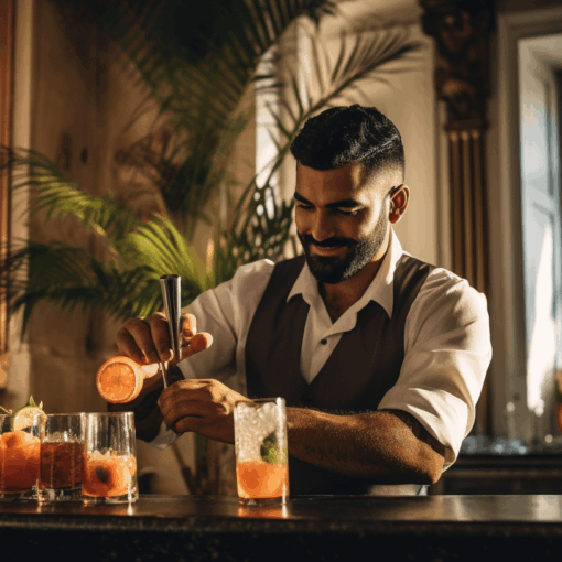 Bartender making a cocktail in Porto.