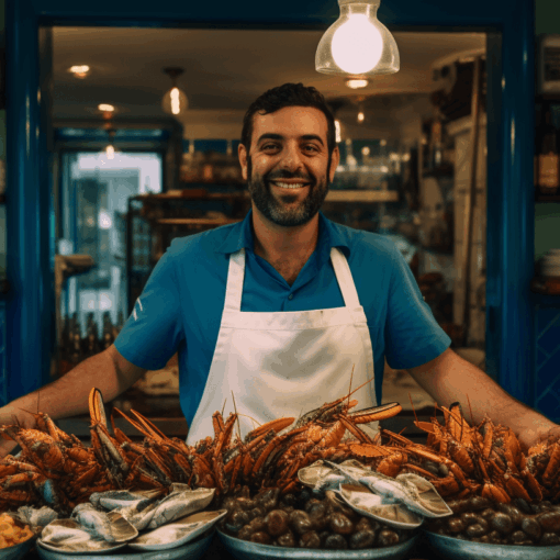 Seafood in a restaurant