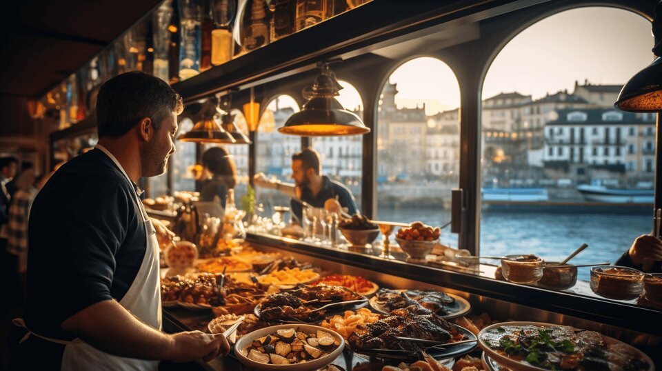 Seafood platter in Porto with shellfish and fresh fish dishes
