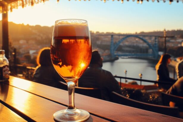 Craft beer glasses in a Porto bar with taps and bottles nearby