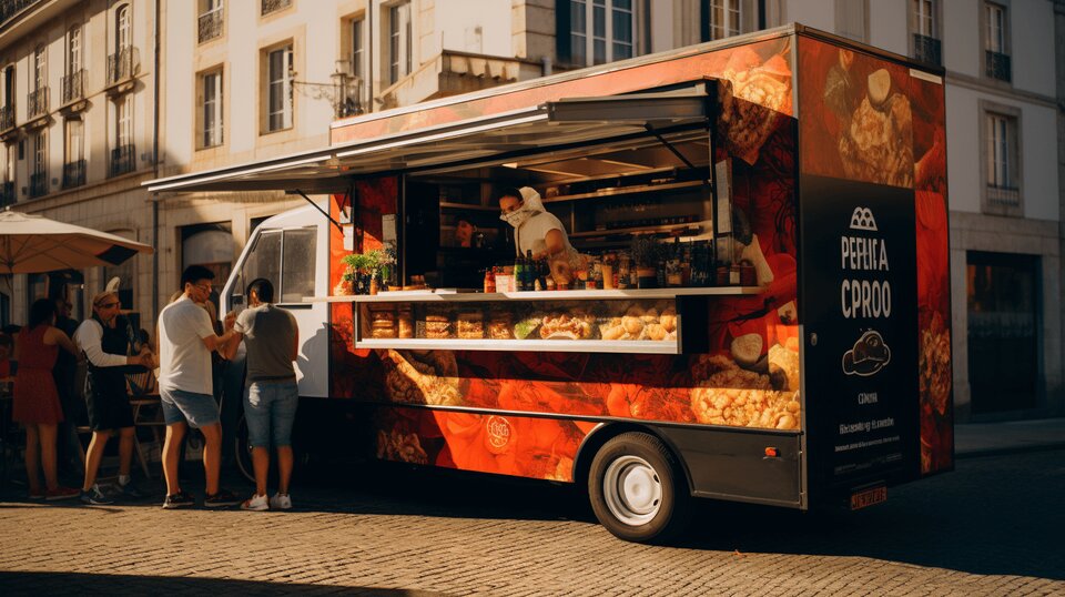 Food truck in Porto serving casual street food at an outdoor event