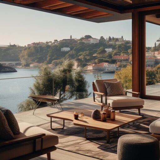 Foz do Douro coastline in Porto with sea, promenade and coastal buildings