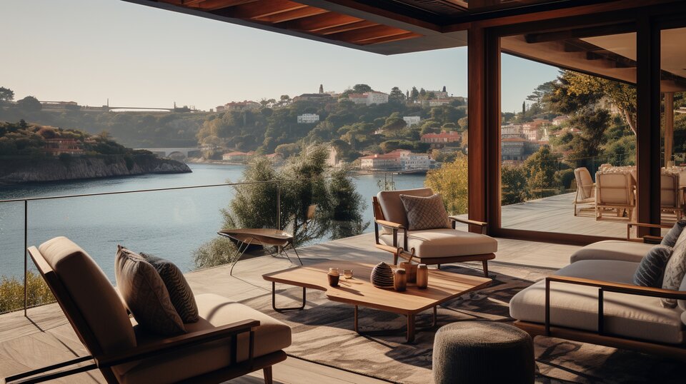 Foz do Douro coastline in Porto with sea, promenade and coastal buildings