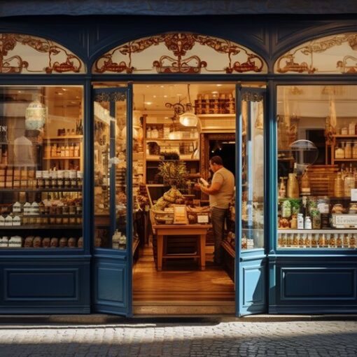 Gourmet food shop in Porto with cheese tinned fish wine and local products
