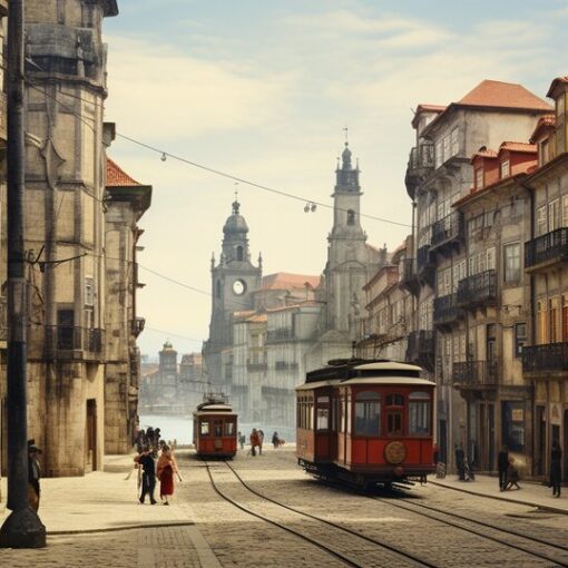 Miragaia street in Porto with old riverside buildings and local character