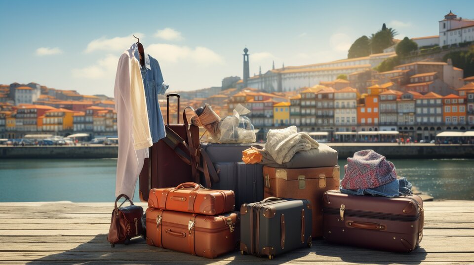 Packing essentials for visiting Porto, including rain and hill-friendly travel gear