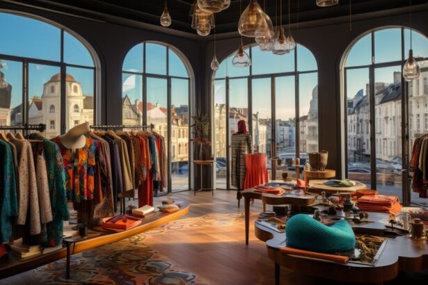Fashion boutique in Porto with clothing racks and local designer pieces
