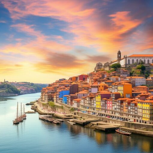 Rainy weather in Porto with wet streets and grey skies