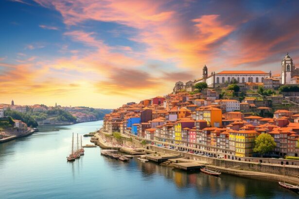 Rainy weather in Porto with wet streets and grey skies