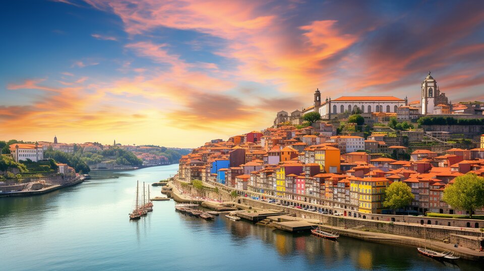 Rainy weather in Porto with wet streets and grey skies