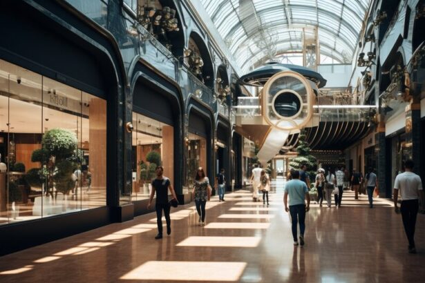 Shopping mall near Porto with modern retail spaces and escalators