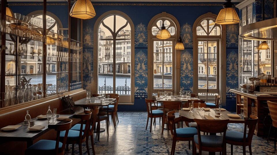 Porto dining scene showing traditional and modern restaurant food side by side
