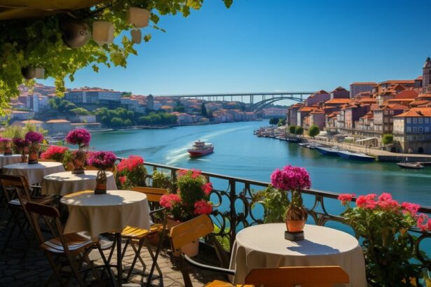Vila Nova de Gaia riverfront with port wine cellars and views of Porto