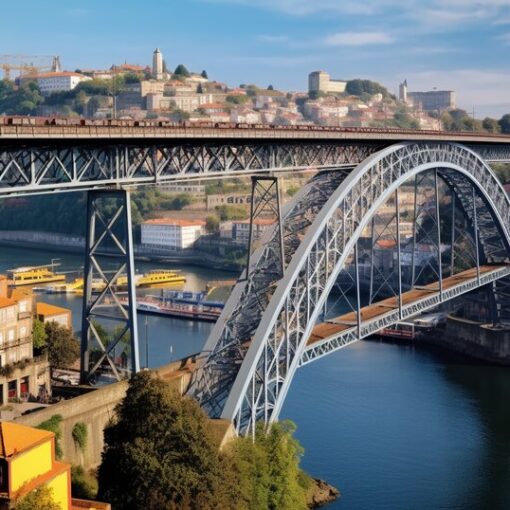 Dom Luis I Bridge crossing the Douro River between Porto and Gaia