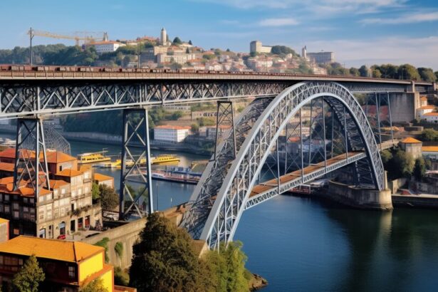 Dom Luis I Bridge crossing the Douro River between Porto and Gaia